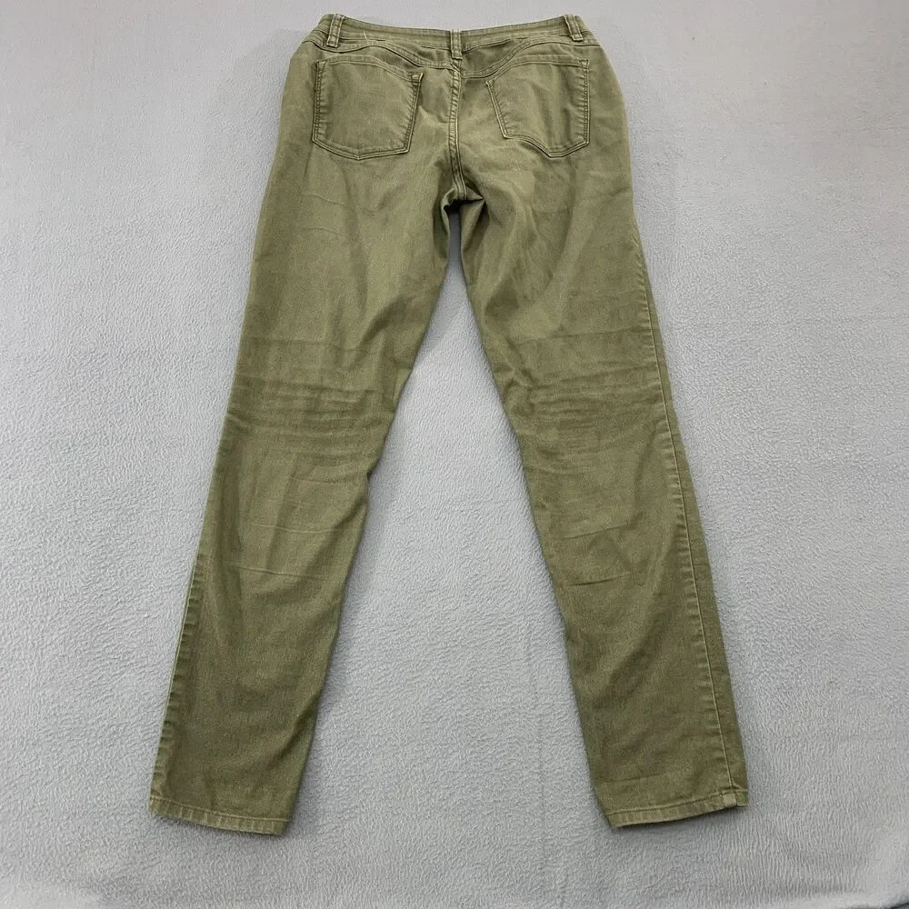 PrAna Jeans Womens 6/28 Green Medium Wash Slim Tapered Mid Rise Stretch Denim
